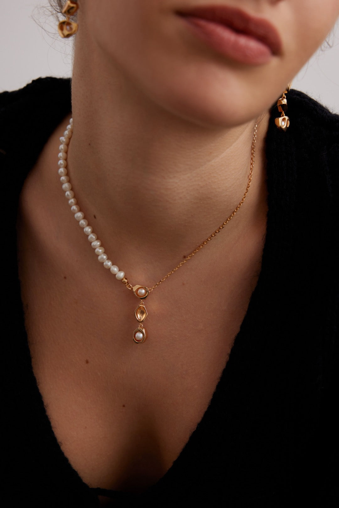 Chloe Silver and Pearl Necklace