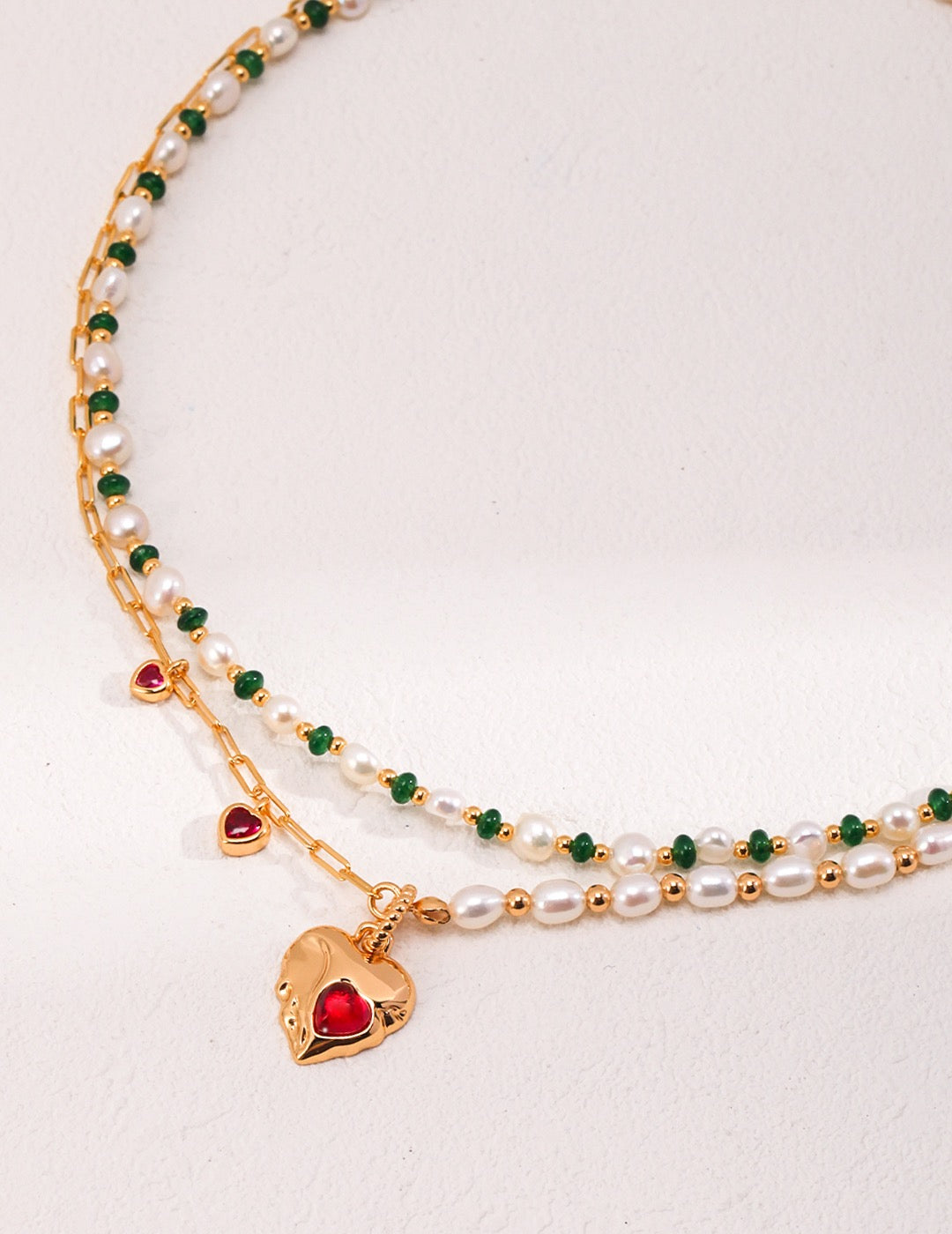 Emerald Dewdrop Pearl Necklace