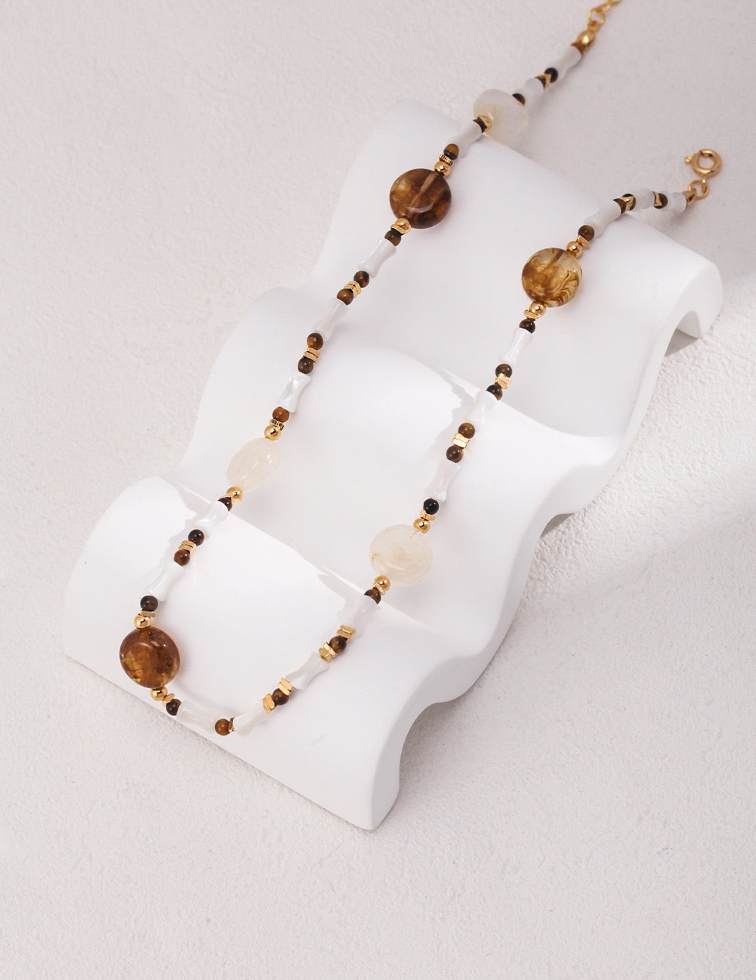 Oceanic Serenity: Silver Tiger's Eye Seashell Necklace