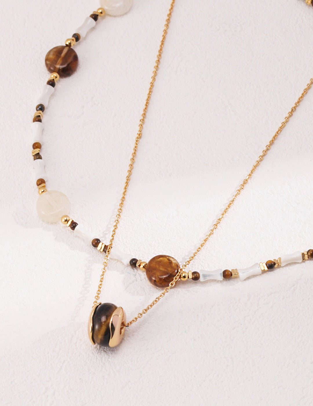 Oceanic Serenity: Silver Tiger's Eye Seashell Necklace
