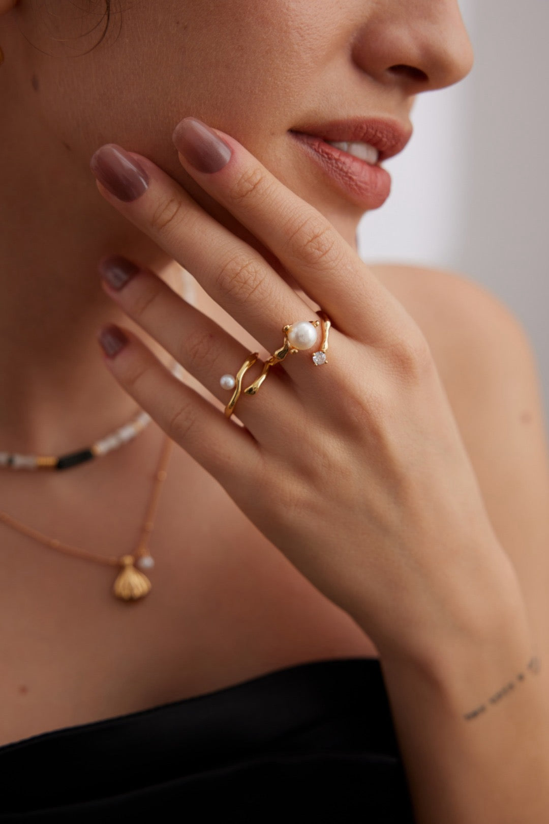 Lumina Pearl and CZ Silver Ring