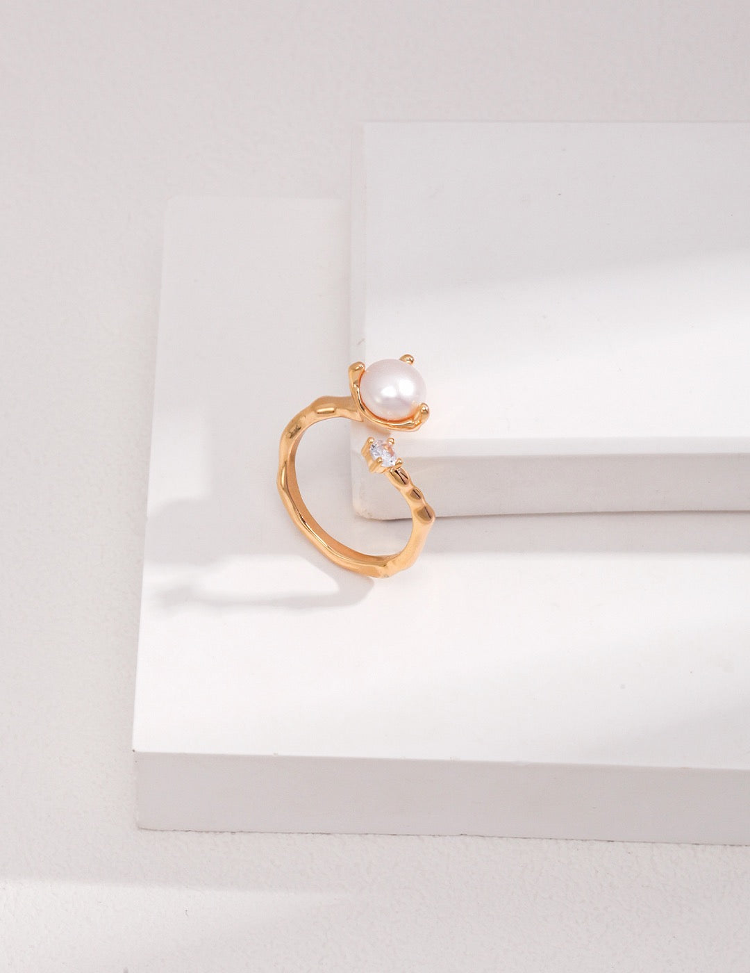 Lumina Pearl and CZ Silver Ring
