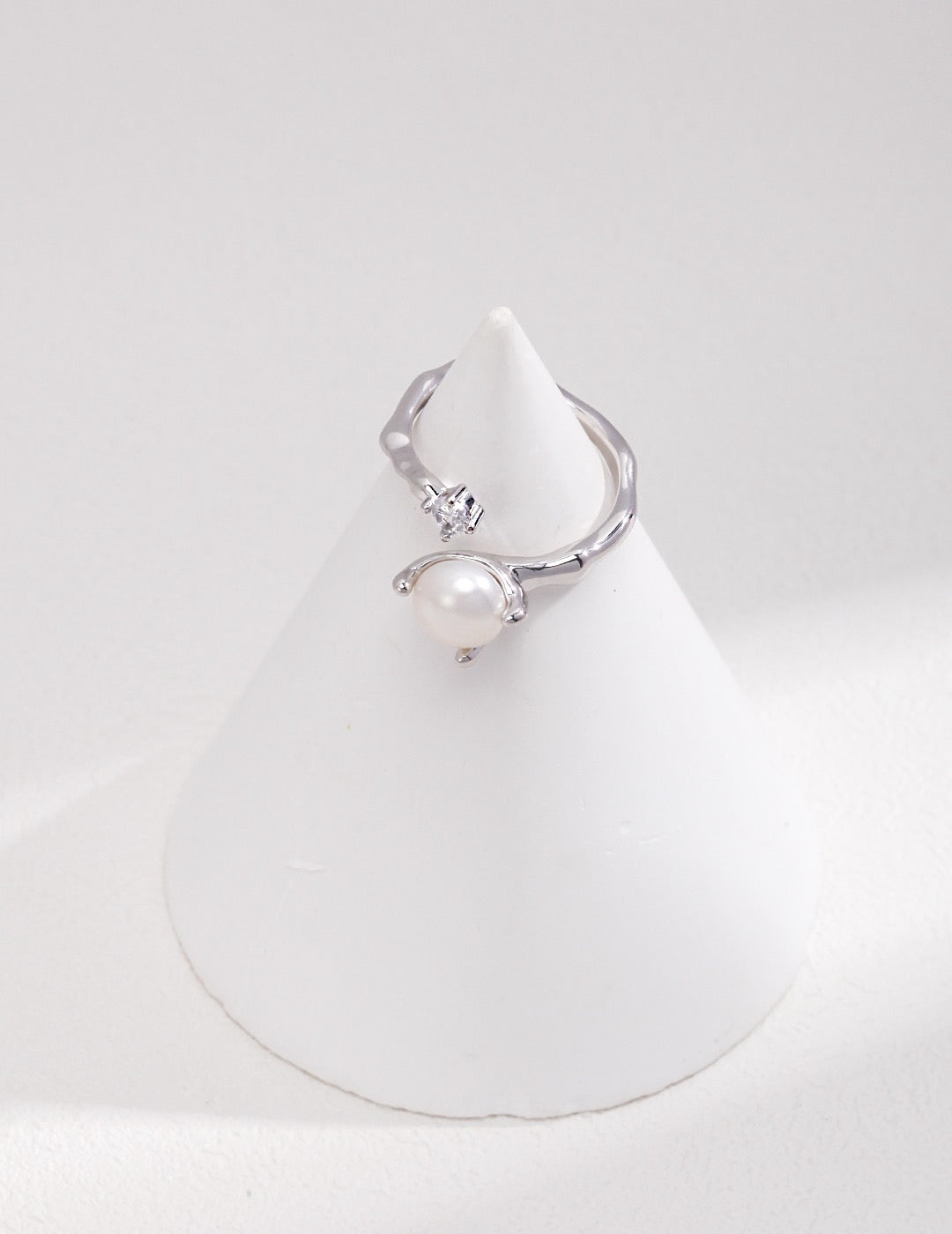 Lumina Pearl and CZ Silver Ring