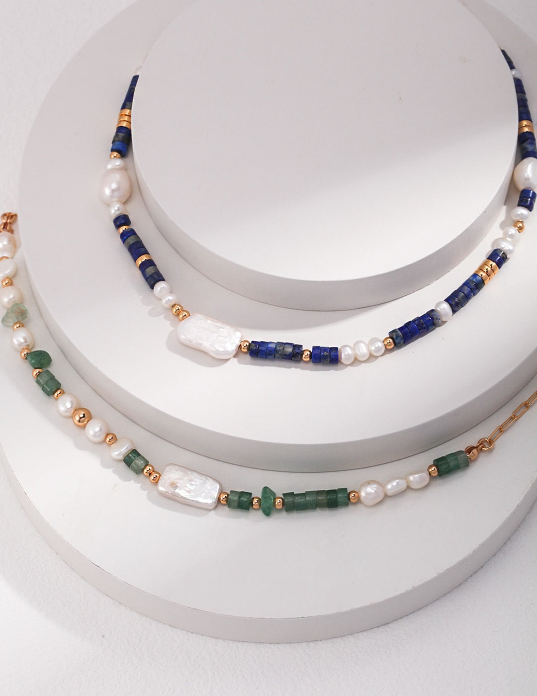 Celestial Harmony Pearl and Lapis Necklace