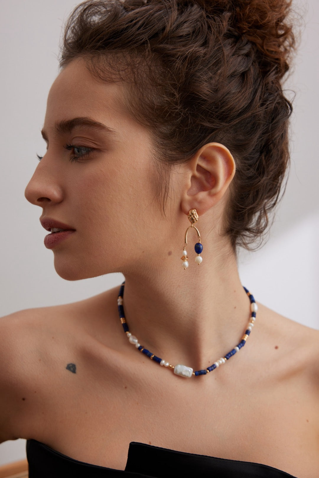 Aria Lapis Lazuli Pearl Earrings