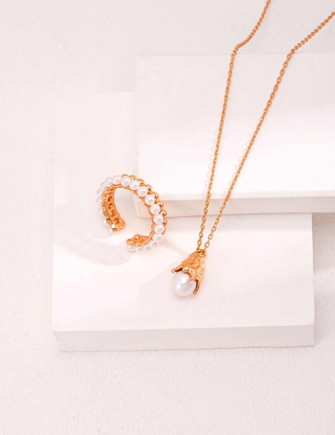 Graceful Balance Pearl and Silver Ring