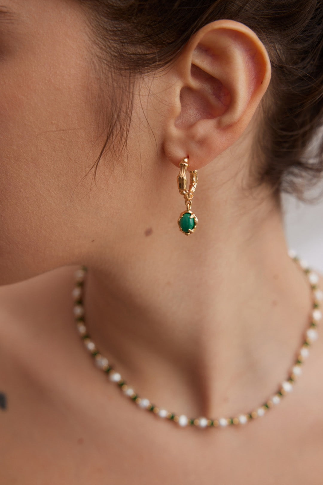 Peacock Charm Malachite Earrings