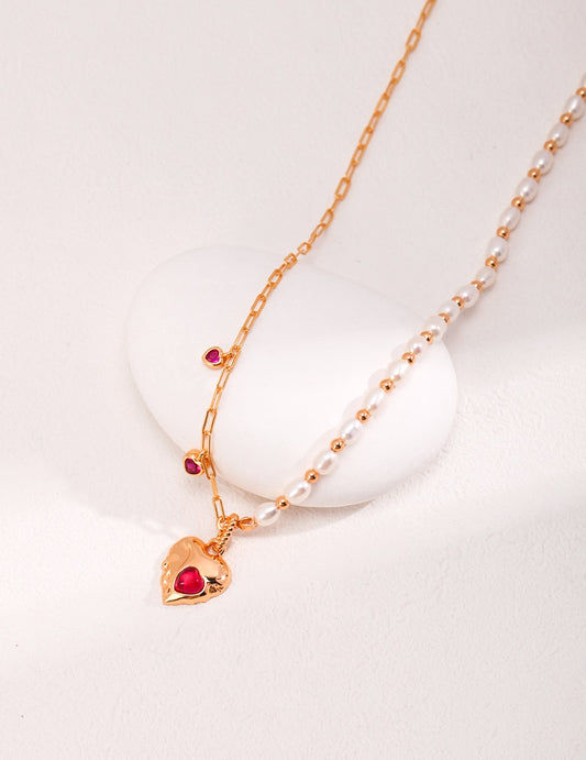 Red Agate Heart Necklace